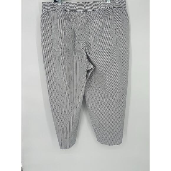 Talbots Pull On Striped Crop Pants Size 2X White Grey Classic Nautical Office - Picture 5 of 9